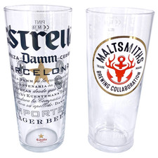 Estrella Damm & Maltsmiths Branded Pint Glasses Pair Home Bar Man Cave Set