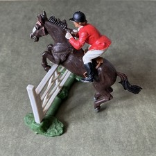 Vintage Britain's Deetail Show Jumper Horse & Rider with Fence Figure Toy 1970’s