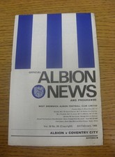 03/02/1968 West Bromwich Albion v Coventry City  (Light Crease, Foxing To Edge).