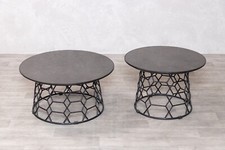 LATTICE METAL FRAME COFFEE TABLE ROUND MODERN COFFEE TABLE UNIQUE PATTERN METAL