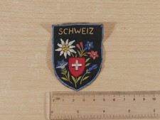 Vintage Switzerland “Schweiz” Embroidered Cloth Badge – Swiss Crest & Edelweiss