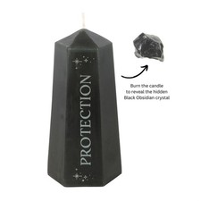  Protection Crystal Candle Rough Black Obsidian Crystal Tower Candle 30hr Burn