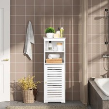 Bathroom Cabinet Waterproof White Storage Floor Standing Toilet Furniture Shelf