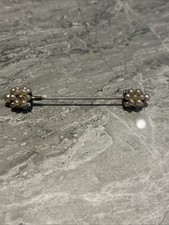 vintage /antique Pearl  hat /coat pin screw fastening