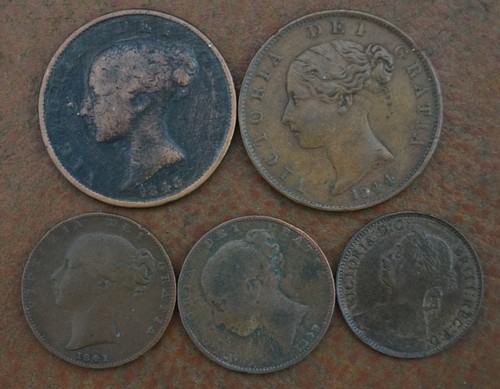 Five victoria coins 1843 and - victoria,