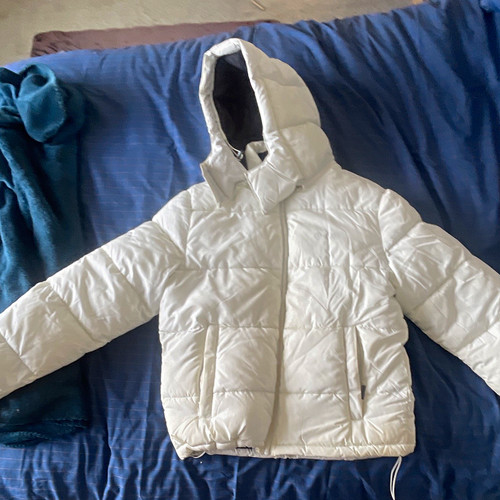 Bershka white hooded puffer - white,