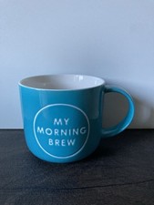 Habitat " My Morning Brew " Blue Coloured Stoneware Tea / Coffee Mug