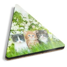 1x Triangle Coaster - Gorgeous Kittens Garden Cats Animals #8663