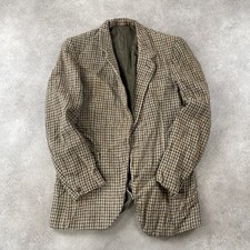 Harris Tweed Blazer Mens 42"  Vintage Tweed Houndstooth Jacket, Brown