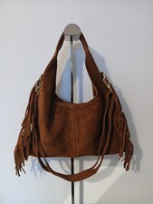 Brown Suede Leather Fringed
