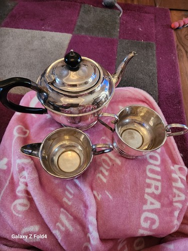 Three piece silver plate tea - silver,