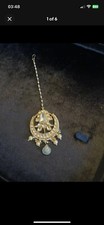 indian pakistani asian bridal jewellery gold tikka head piece