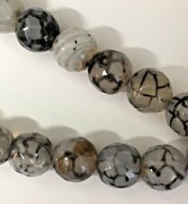 1 STRAND OF 8MM BLACK DRAGONS VEIN AGATE - FACETED - GEMSTONE BEADS/JEWELLERY 