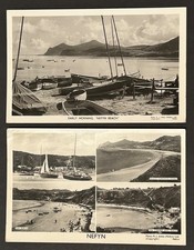 2 1960’s Gwynedd postcards NEFYN by R Jones - Close up view of lots of old Boats