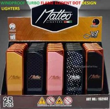 1|5XMATTEO Windproof Jet Flame SLIM ELEGENT DOT Keychain Slot Refillable LIGHTER