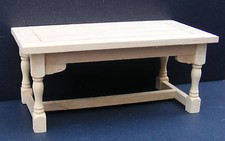 Dolls House Wooden Kitchen Table Natural Finish 1:12 Scale Furniture 002 tumdee