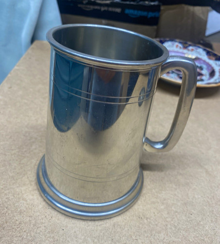 Pewter beer tankard mug with - pewter,