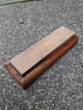 Vintage Oil Stone Sharpening Tool on Wooden Base