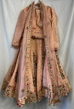 Ladies Traditional Indian Three- Piece Lehenga Pink with Embellishments - CG H27