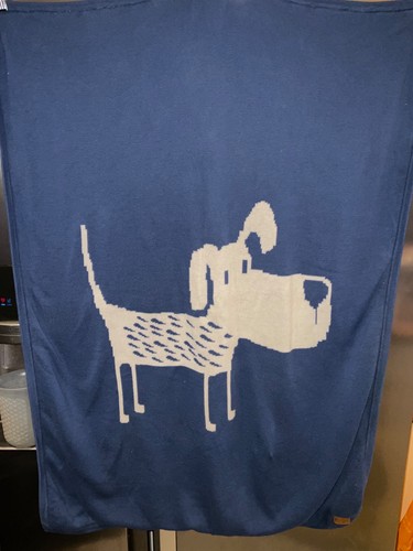 Blue knitted baby cot - blue,
