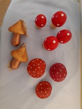 Wooden toadstool decorations - wooden,