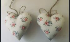 SET Of 2 Country Floral Rosebud Hanging Hearts LAURA ASHLEY Pink Lillac ?pretty