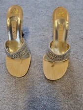 Gina Shoes 5.5.only Worn In House Beige Snake Effects with Crystal Detail