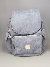 Kipling Live Light Blue Denim Look Back Pack Adjustable Straps And Monkey Charm