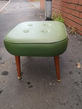 Vintage Stool Green Vynol Covered Dansette Legs