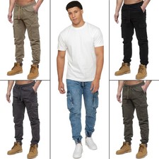 Enzo Mens Jeans Cargo Joggers Elasticated Combat Casual Pants