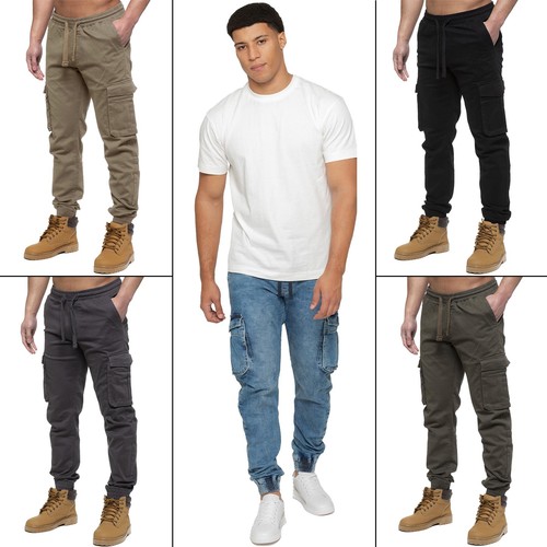 Enzo mens jeans cargo joggers - enzo,