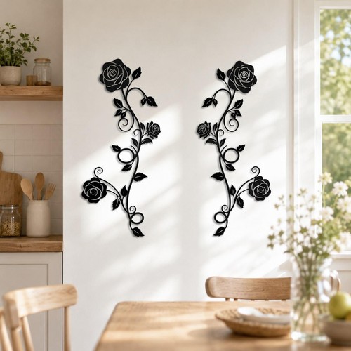 Set black metal rose wall - metal,