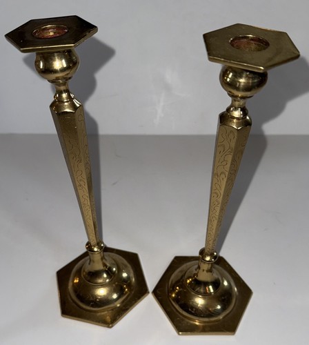 Vtg pair large brass - (2),