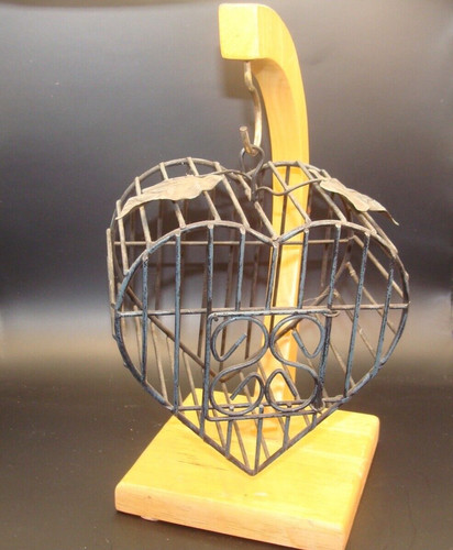 Metal bird cage wooden stand - cage,