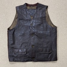 VINTAGE Donar Leather Waistcoat Mens Large 54 EU Brown Real Hide Vest Corduroy