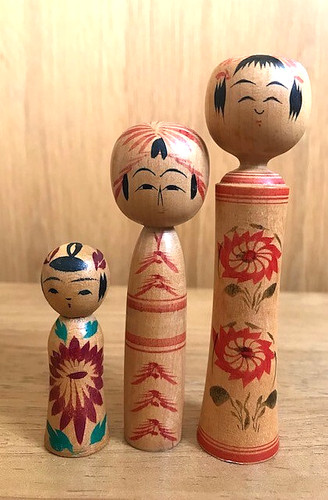 Japanese kokeshi dollx3 - kokeshi,
