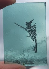 Stained glass Witch traditional kiln fired green glass piece witches occult