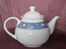 Trade Winds Tableware Christmas Teapot – Snowman & Snowflake Festive Ceramic