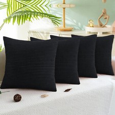 Pack of 4 Cushion Covers 18x18" Velvet Filled Cushions Square Sofa Pillows Cases