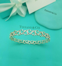 Tiffany & Co. Silver Paloma Picasso Loving Open Heart Links Bangle Bracelet