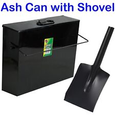 15L Ash Carrier Box Galv Metal Black Hot Fireside Tidy  Bucket Shovel Container