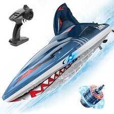 DEERC Fast Brushless RC Shark Boat for Adults 30+MPH 3S High Speed Remote Contro