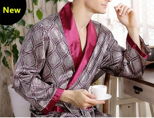 Mens satin silk robe - mens,