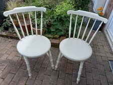 1 x Pine Kitchen Chair Early 1900's painted white