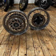 TRIUMPH BONNEVILLE BOBBER BLACK CHROME SPOKED WHEELS PAIR 2018-2022 WITH DISCS