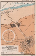 Gravelines & Ft. Philippe plan/sea coast chart D-Day planning map ADMIRALTY 1943