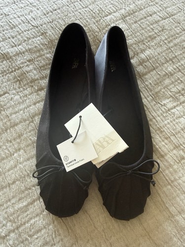 Zara black satin ballet - satin, pumps