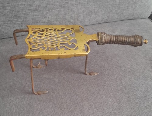 Antique brass kettle stand - kettle,