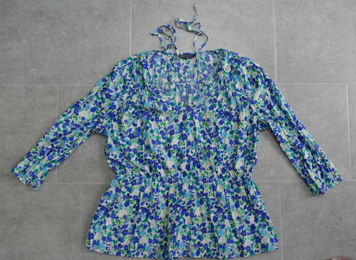 Blue green floral smock - 14,