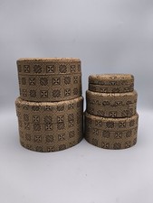 Beautiful Vintage Set of 5 Chinese Brocade Fabric Stacked Storage Boxes Trinket